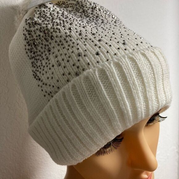 White Beenie Hat   - Picture 2 of 4